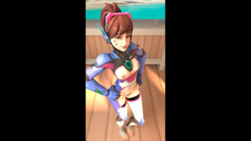 Half naked D.va dancing