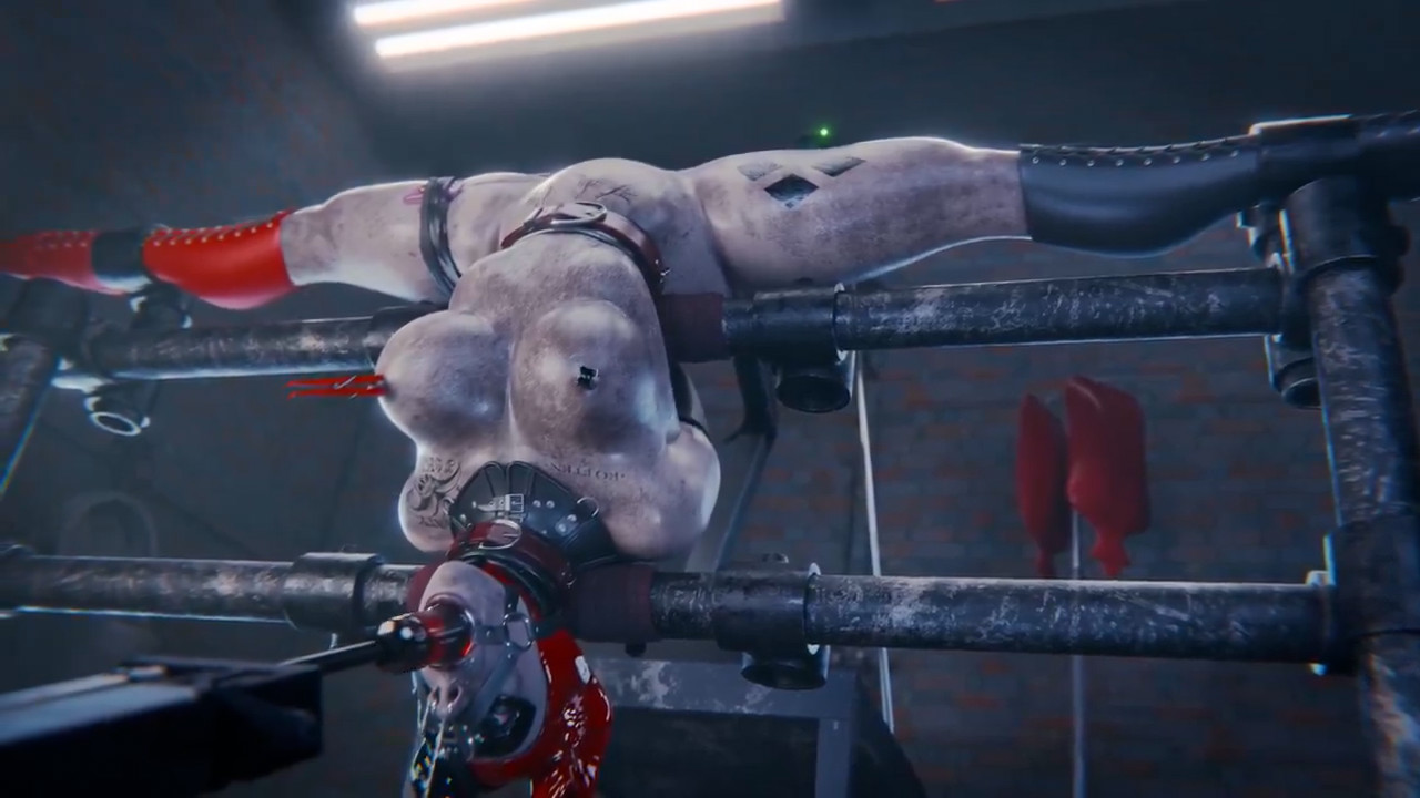 Harley Quinn trapped in a machine