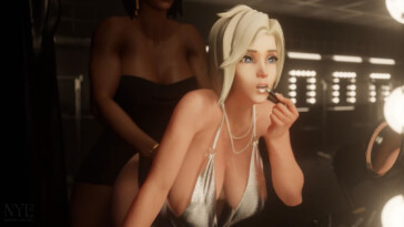 Mercy free use by Futa Pharah, Ana and Brig