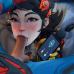 Peni Parker giving Peter a blowjob