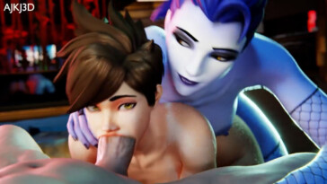 Tracer blowjob and proneboned by Futa Widow