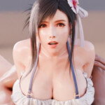 Hugging and riding Tifa on the beach