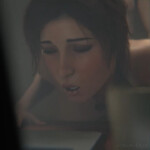 Lara Croft bent over and filled up