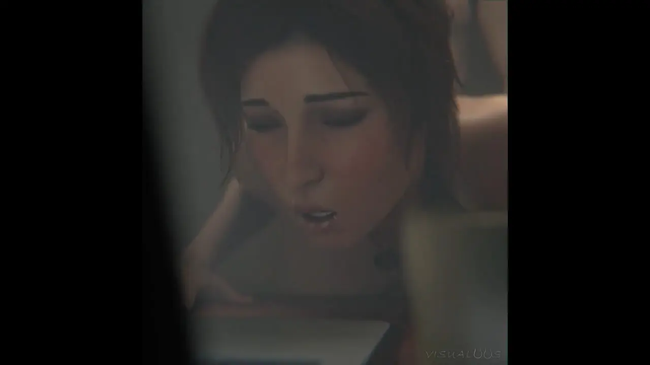 Lara Croft bent over and filled up