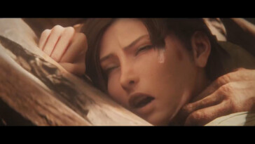 Lara Croft railed by a Minotaur
