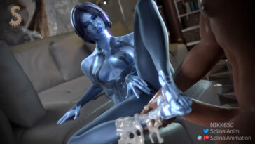 Holographic footjob cumshot