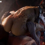Lae'zel riding a Dark Urge