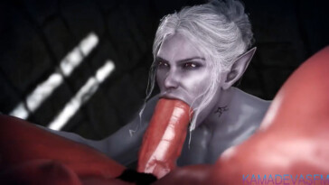 Minthara sucking and licking Futa Karlach