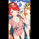 Pyra and Mythra flashing their tits