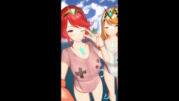 Pyra and Mythra flashing their tits