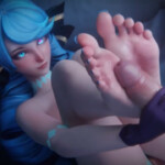 Gwen thighjob, titjob and facial