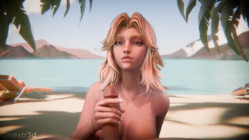 Sue Storm handjob on the beach