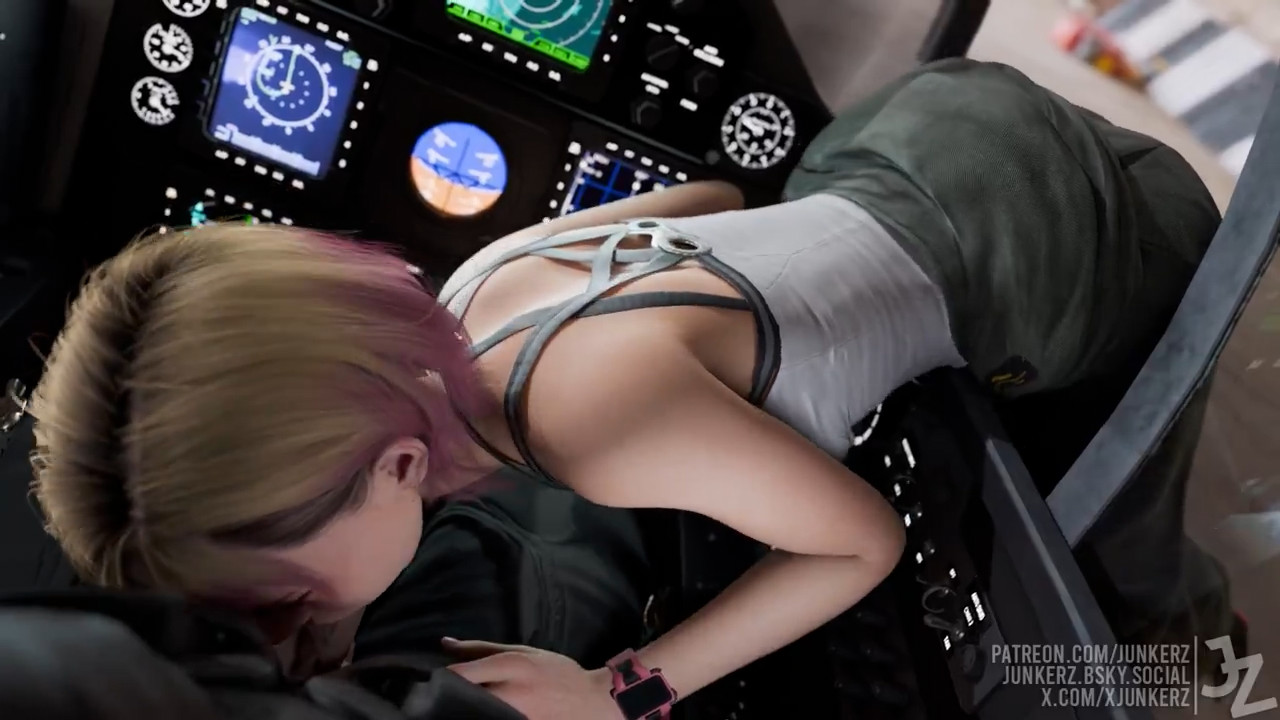 Tasha sucking in the cockpit